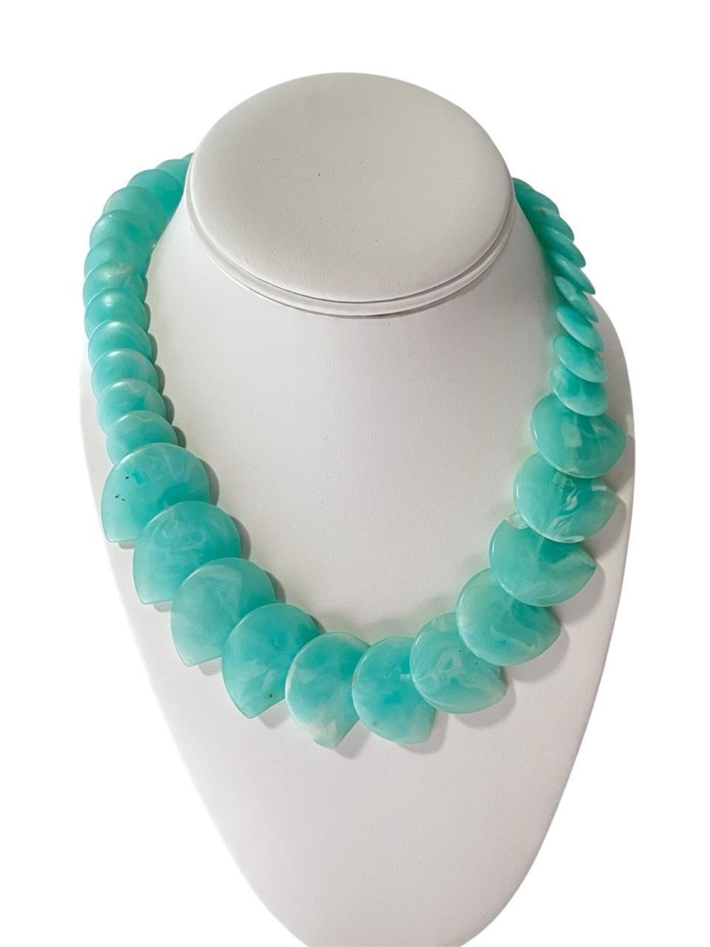 Aqua Disc Flat Bead Statement Necklace - Women Jewelry